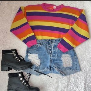 80s/90s vintage bright cotton sweater size S🌈